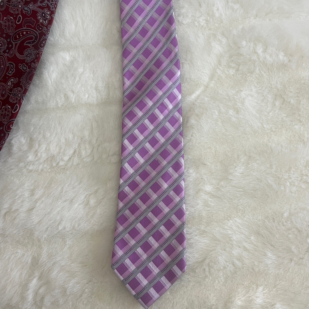 Geoffrey Beene SILK Burgundy, Black, Red, Pink Tie Set - Picture 6 of 11